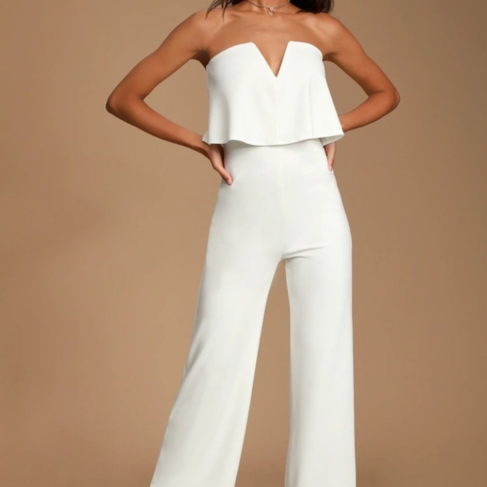 Power of Love White Strapless Jumpsuit